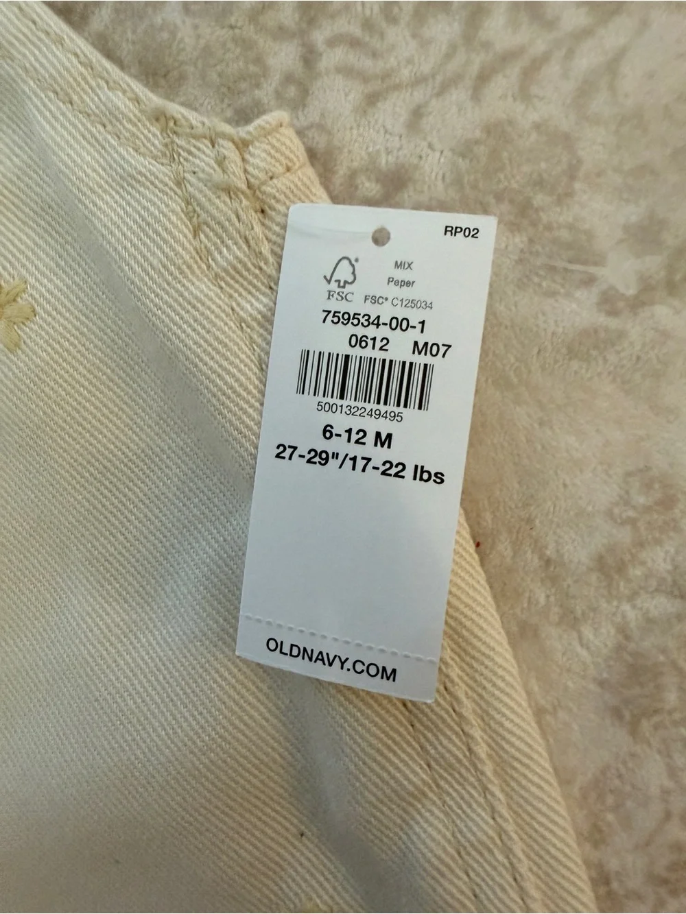 NWT Old Navy Cream Daisy Embroidered Overall Dress for Baby Girl